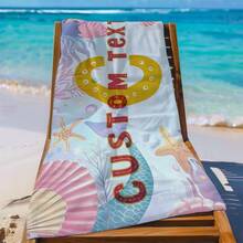 1pc Super Soft Quick-Dry Beach Towel, Light Pink With Mermaid And Shell Pattern, Minimalist And Fashionable. Customizable Printing Available Using Heat Transfer Technology. Multiple Sizes, Portable And Lightweight, Suitable For Beach, Picnic Or Daily Use. Perfect Gift Or Self-Use Option For Summer!