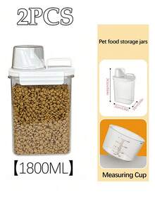 1件/2件透明PET材质防尘防潮宠物食品储存容器粮桶零食罐猫粮狗粮四季可用宠物友好型旅行