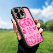 God Is Good Themed Phone Case Designed With Vibrant Pink Lettering Compatible With IPhone 16 15 14 13 12 And 11 Pro Models Made Of Durable TPU Protective Material Perfect For Family Friends Young People Birthdays Holidays Boyfriends Girlfriends And Valentine's Day Gifts - 白色 - 查看 3