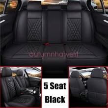 For INFINITI Car Seat Covers PU Leather Full Set 5-Seat Front Rear Cushion Pad - Black - View 3