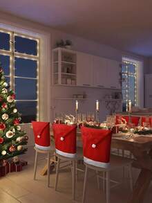 1/2/4/6/10/20pcs/Set Christmas Chair Covers, 23.6*20 Inch Removable Washable Dining Chair Slipcovers, Suitable For Christmas Restaurant, Kitchen, Living Room Home Decor, Christmas Decorations, Christmas Hats, Christmas Gifts, Christmas Accessories, Christmas Decor, Room Decor, Home Decor, Christmas Decorations - Multicolor - View 8