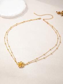 1 件女士腰链，金色金属五叶花形串珠链，性感腰链，优雅魅力，适合海滩、比基尼配饰（珠子随机） - 金黃色 - 查看 5