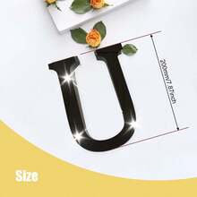 黑色字母墙贴 A-Z - 单个字母高度 4 英寸/6 英寸/8 英寸，亚克力镜面，带 0.4 英寸厚泡沫背衬。双层设计呈现 3D 立体效果；单层设计更显简约。自带背胶，可粘贴于墙面或玻璃上。撕下保护膜即可呈现镜面效果。 - 黑色 - 查看 81