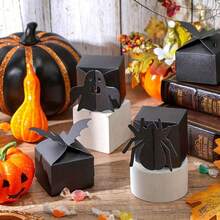 2 件万圣节糖果盒，带黑蜘蛛、幽灵和蝙蝠装饰