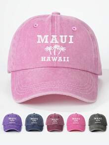 1pc Women's Printed HAWAII Peach Blossom 1959 Washed Baseball Cap, Outdoor Adjustable Sun-Protective Casual Hat Suitable For Spring, Autumn Travel And Beach Holiday, Unisex Y2K Style Baseball Cap - Baseball Cap - View 15