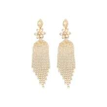 1 Pair Crystal Teardrop & Floral Tassel Dangle Earrings