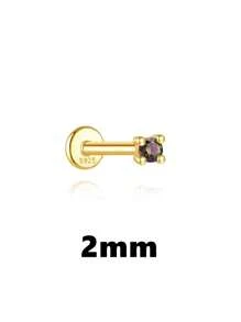 1Pc Dainty Rainbow Stone 925 Sterling Silver Earring For Women Flat Back Earring Minimalist Jewelry Helix Cartilage Gift For Her Wedding Party Fine Jewelry