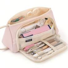 1 件大容量三角形铅笔盒耐用材料笔袋，宽敞的存储空间，适合学校、办公室和旅行必需品，文具收纳袋，完美的节日礼物，铅笔袋，书包，用于学校用品，返校 - 三角形 - 查看 12