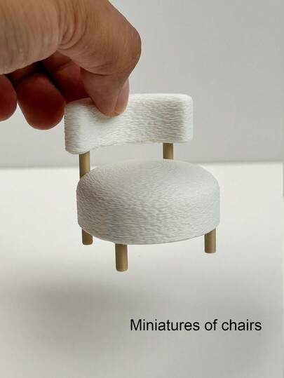 1:12 Dollhouse Sofa Chair, Hard Plastic Velvet-Like Chair Model, Miniature Leisure Stool Decor, Doll House Play Accessory, Halloween Decoration Small Ornament, Micro Scene Photography Prop Sofa