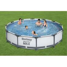 Bestway 56061US 12-Foot By 30-Inch Steel Pro Round Frame Swimming Pool Set - グレー - チェックする 2