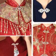 纯色水钻装饰优雅开衫披肩，带固定扣，衬衫翻领前夹