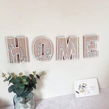 1pc Decorative Carving Flower & Alphabet Wooden Ornament, Back To School Decor, Free Mix-Match 26pcs English Letters, Wall Decoration, Wedding Party, Holiday,Christmas - Multicolor - View 12