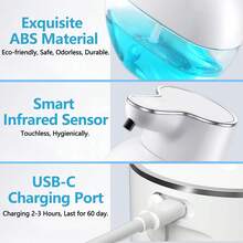 Automatic Soap Dispenser - Touchless Foaming Soap Dispenser, Rechargeable Dispenser, Electric Wall Mounted Adjustable Foam Soap Dispenser, Pump For Bathroom Kitchen Dish Soap Home Bathroom Decor Fall Decor Back To School
