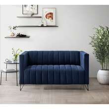 Home Design Kurtis Square Arm Chair, Loveseat, Sofa - Blue - View 5