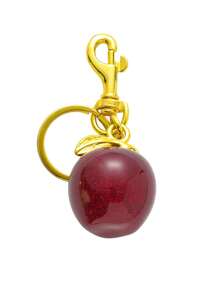 1pc Plus Size Cherry Keychain, Gold Leaf & Lobster Clasp, Shiny Resin Cherry Charm Pendant, Suitable For Women Fashion Handbag Accessory