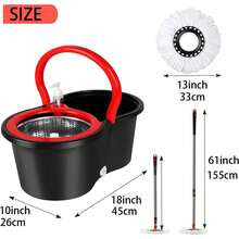 Spin Mop And Bucket Set, 360 Spin Mop And Bucket Stainless Steel,Floor Cleaning System,With 3 Replacement Heads (Black-1) - Đen-1 - Xem 6