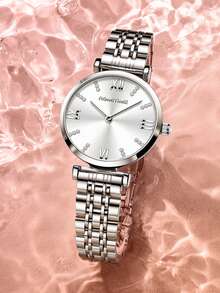 GUANQIN 1 szt. Wodoodporny zegarek z tarczą z kryształkami Pasek ze stali nierdzewnej odporny na zużycie Moda Biznes Luksus Sportowy Klasyczny Prosty Swobodny Mechaniczny Styl Męski Automatyczny Zegarek Kwarcowy Nadaje Się Na Dzień Matki, Festiwale, Randki, Biznes, Codziennie, Prezenty