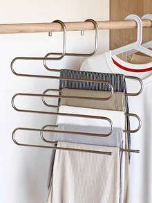 1/5pcs S-Shape Stainless Steel 5-Tier Multi-Function Pants Hanger Rack, Towel Rack, Scarf Rack