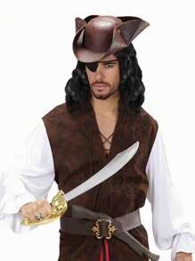 1 pieza Sombrero de pirata de unicolor unisex, sombrero tricornio de marinero para fiesta de disfraces, actuación en el escenario, cosplay, gorra de capitán de moda