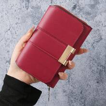 Cartera de Mujer conúltiples Ranuras para Tarjetas, Gran Capacidad, Cartera Retro Multifuncional, Monedero - Rojo - Ver 8