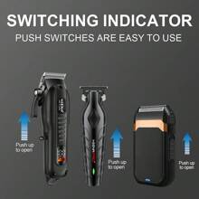 HIENA Juego de corte de pelo y afeitado profesional HIENA para hombres - Opciones de 3 piezas/2 piezas/1 pieza, herramientas de corte de cabello inalámbricas recargables por USB con pantalla LED, batería de litio, mini recortadora, adecuado para barberos principiantes y uso doméstico, gran regalo para festividades