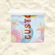 1pc Super Soft Quick-Dry Beach Towel, Light Pink With Mermaid And Shell Pattern, Minimalist And Fashionable. Customizable Printing Available Using Heat Transfer Technology. Multiple Sizes, Portable And Lightweight, Suitable For Beach, Picnic Or Daily Use. Perfect Gift Or Self-Use Option For Summer!