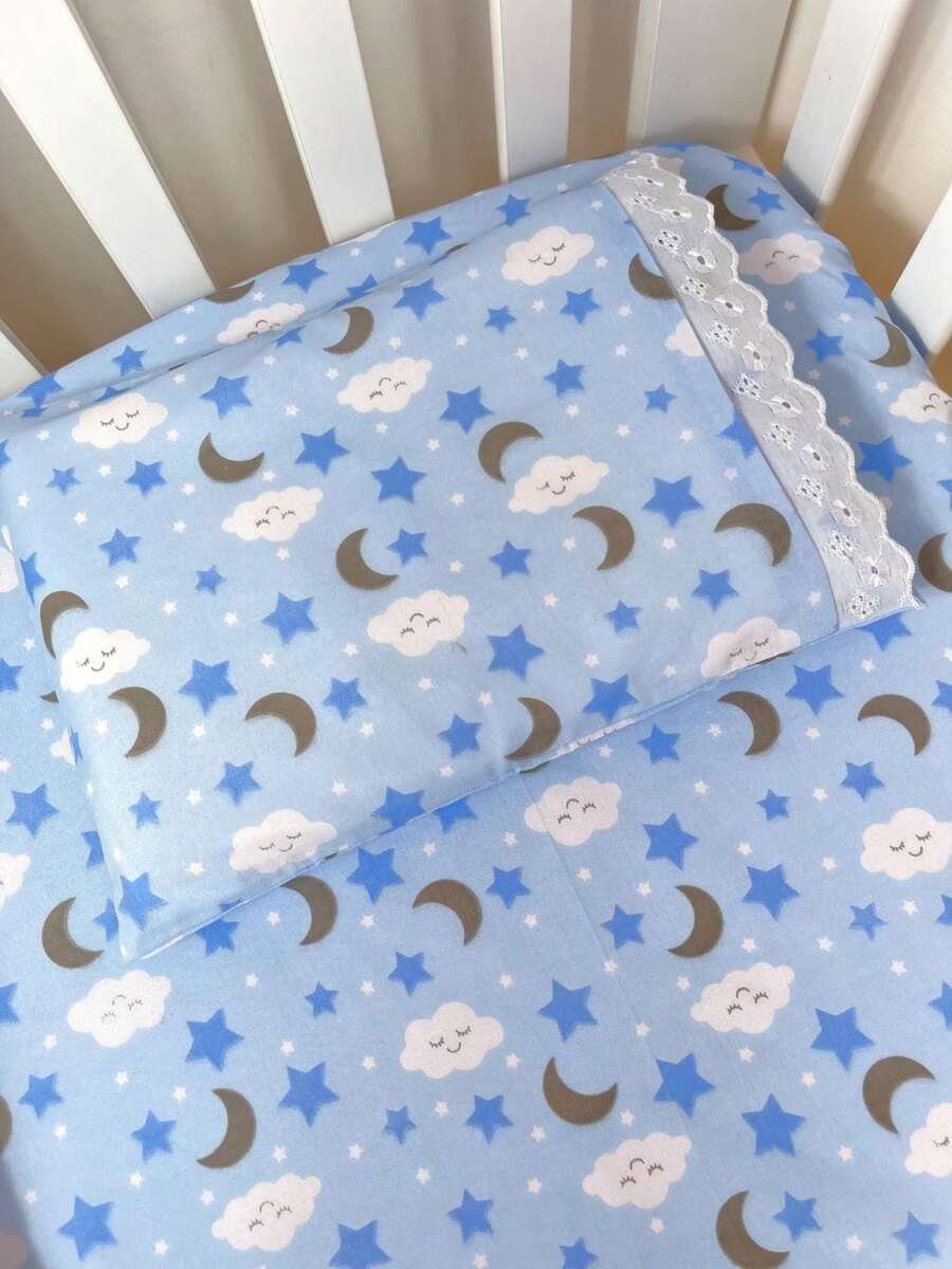 Laura Baby 2-Piece Sheet Set For American Standard Crib Or Mini Crib 100% Cotton - 藍色睡眠 - 查看 1
