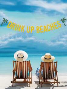 1pc Hawaiian Luau Party Banner | Tropical Coconut Tree & Pineapple Drink Design | Decorative Set For Beach Parties, Summer Celebrations & Tropical Events - Multicolor - View 5