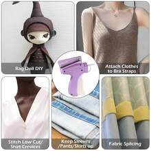 FigLive Stitch Gun For Clothes - Handheld Stitch Tag Gun Quick Clothing Fixer - Tagging Gun - Sewing Kit Includes 1 Needle, 500 Black Fasteners & 1000 White Fasteners (Purple) - 紫羅蘭色 - 查看 9