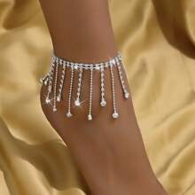 1pc Tassel & Rhinestone Anklet, Suitable For Daily Wear