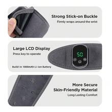 Single Piece Electric Heating Wrist Guard Warm Hot Compress Wrist Brace 40-60℃ 5 Temperature Adjustment 3 Modes Vibration Massage Hand Wrist Protector 30Min Timer Wrist Massage Wrap Rechargeable Heating Wristband Universal For Both Hands - Grey - View 8