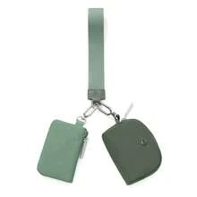 Dual Pouch Wristlet Wallet Fashion Keychain Wristlet Bag Cards For Women Men, Cash & Coins, Detachable Keychain & Card Holder, Stylish & Portable For Everyday & Sports Use Travel Wallet Coin Wallet Christmas Gifts, Holiday Gifts - 墨綠色 - 查看 2