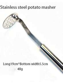 1pc Stainless Steel Potato & Carrot Masher - Silver - View 5