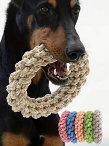 Rope Woven Circular Ring Pet Toy With Strong Bite Resistance, Teeth Grinding And Cleaning, Suitable For Large, Medium And Small Dogs, Random Color