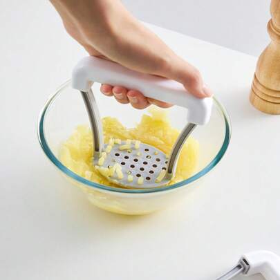 1pc Potato Masher, Manual Potato Squeezer With Wavy Pattern, Kitchen Gadget For Mashing Potatoes,Vegetable Fruit Tools,Kitchen Items,Cutter,Food,Salad,Decor,Storage,Party,Birthday.