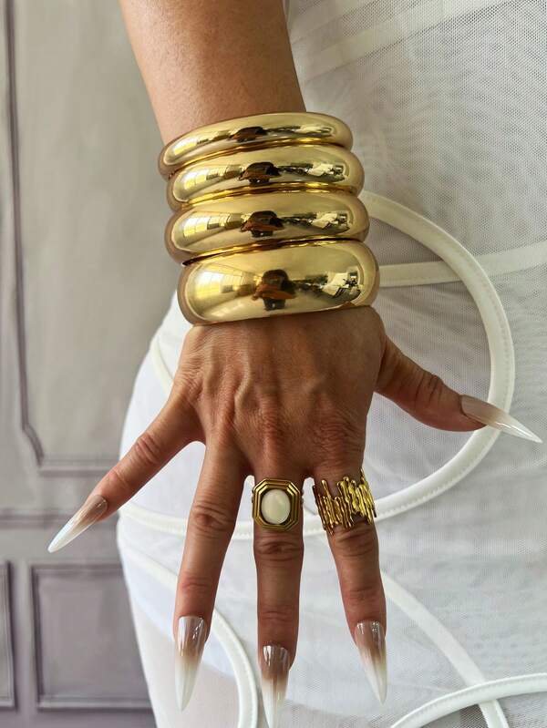 Juego de 4 piezas/3 piezas/1 pieza de pulseras de brazalete con dije, brazaletes dorados, brazaletes anchos, brazalete grueso, set de brazaletes, brazalete ancho, brazalete para mujer, regalo para ella