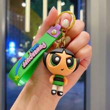 Warner Bros Portachiavi a forma di girl con powerpuff - Anello elegante per chiavi d'auto, zaino, portafoglio - Regalo per PDG, fans, cartoni animati - Collezionabile per uso quotidiano e Occa speciale