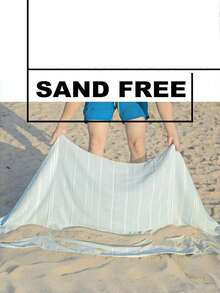 1pc Classic Series Durable Non-Shrink Turkish Tassel Beach Towel, Available In Multiple Sizes, Sand-Proof, Quick-Drying, Lightweight, Suitable For Beach, Spa, Travel, Striped Sports Towel, Bathroom Towel, Ideal For Halloween, Christmas Gifts, Autumn/Winter - Light Blue - View 3