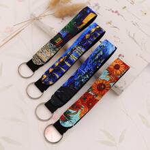 1个梵高钥匙扣腕带挂绳，向日葵星空装饰，适用于背包、手提包和衣服，是送给朋友、学校、汽车的完美配饰，可爱的哥特风Y2K万圣节配饰，教师节圣诞节礼物创意，带证件夹的包包配饰挂绳，汽车配饰，包包挂饰，汽车姐妹