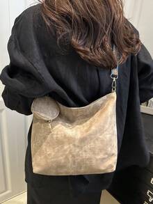 2026夏季新款时尚手提包、单肩包、托特包，高品质大容量通勤水桶包，女士款 - 卡其色 - 查看 4