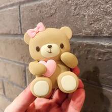 1 Pc Cake Decoration Small Bear Cake Topper, Figurine Bear, Mini Bear Doll Cake Decoration, Suitable For Use At Parties, Birthday Parties, Weddings, Anniversary Celebrations, And Cake Decorations - Pink - View 9