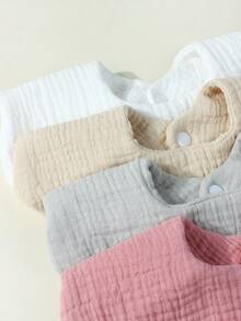 4件套新生儿糖果色棉纱布可爱围兜套装，适合四季日常使用 - 彩色 - 查看 5