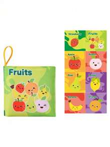 1 Packung Baby Stoffbücher - Weiche Sensorikbücher mit Tieren, Früchten für Babys 0-6 Monate - Lernbücher mit Knistereffekt