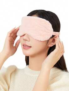 1pc Plush Satin-Like Blackout Breathable Elastic Band Design Sleep Mask, Multi-Scene Applicable, Multiple Color Options - Multicolor - View 4