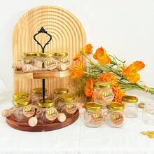 20 包迷你蜂蜜罐 1.5 盎司/45 毫升六角形玻璃罐，配金色盖子、金色蜜蜂吊坠、装饰性黄麻、婚礼新娘送礼会婴儿送礼会礼物感谢标签，