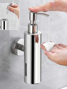 1 pieza Dispensador de jabón montado en la pared de acero inoxidable 304, con cartucho de plástico recargable de 280ml para champú, gel de ducha - 500 ml - Ver 3