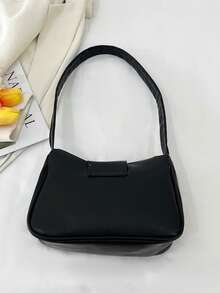 Cloud Ruffle Solid Color Bow Decor Fashionable Shoulder Bag - Black - View 10