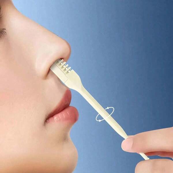 1pc Manual Nose Hair Trimmer, 360° Rotatable, Easy To Use, Precise & Portable, Provides Comfortable Trimming Experience, Easily Trims Hard-To-Reach Nose Hair