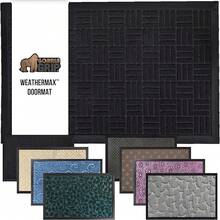 GORILLA GRIP 100% Impermeable Alfombra de Entrada WeatherMax para Todas las Estaciones, Diseñada en EE. UU., Caucho Natural, Resistente a Manchas y Desvanecimiento, Alfombras de Entrada de Bajo Perfil para Interior y Exterior, Fácil de Limpiar, 17x29 Diamante Gris - Laberinto de medianoche - Ver 11