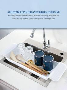 浴缸托盘可扩展伸缩浴室收纳架多功能浴缸架家用沥水架酒架适用于蜡烛毛巾书籍酒手机淋浴、浴室配件、房间装饰